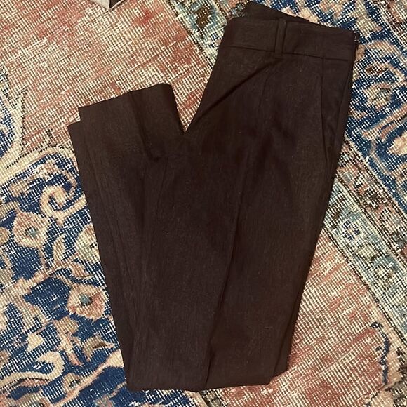 Theory Dark Plum Wool Trousers - Picture 1 of 9